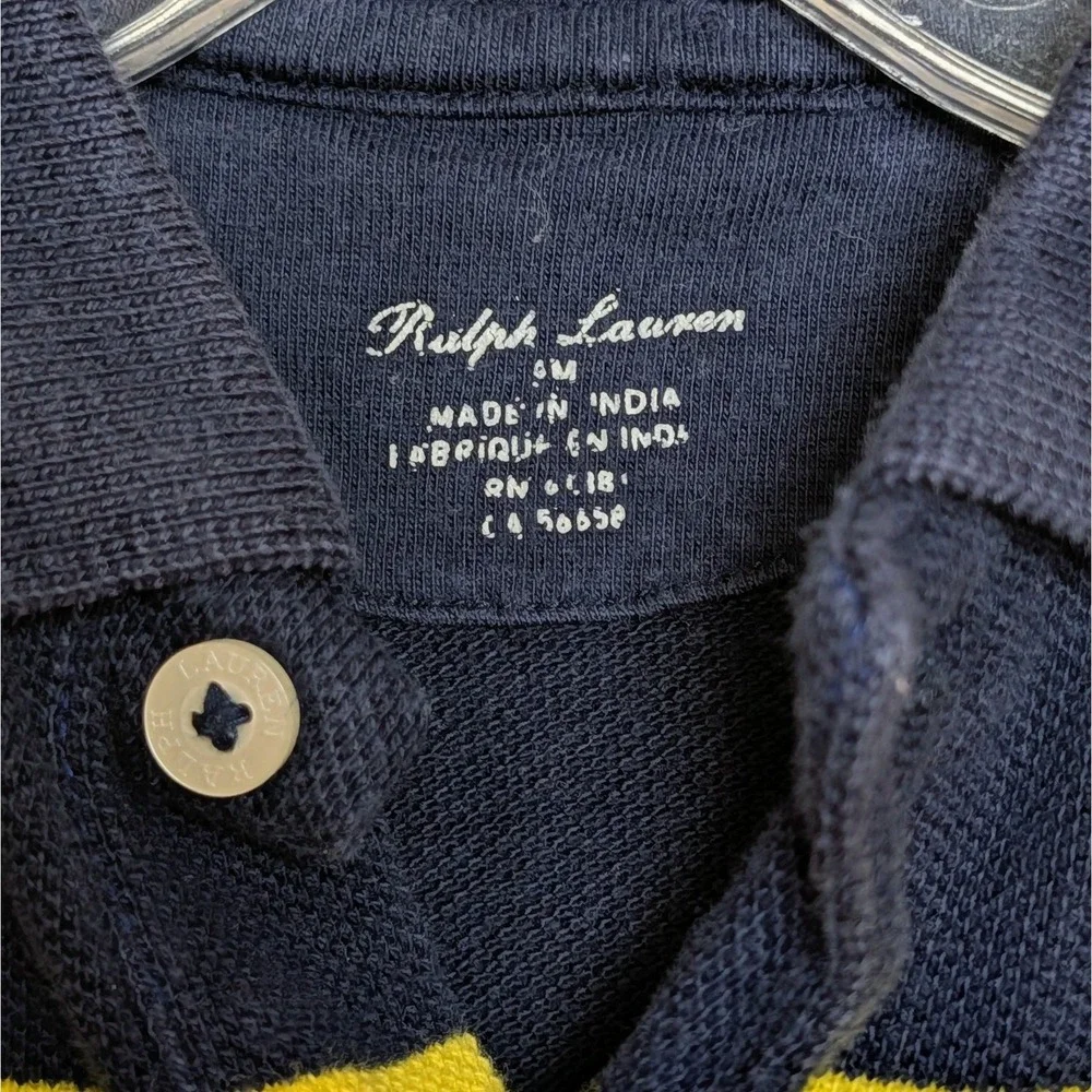 Ralph Lauren Polo Navy Striped Piqué Cotton Coverall One-Piece 9 Months